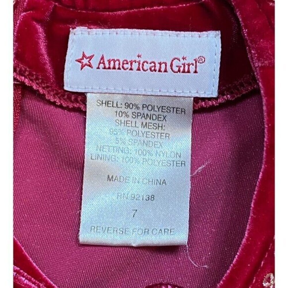 American Girl Red Velvet & Mesh Dress With Snowflake Detail Size 7‎ - Picture 3 of 7